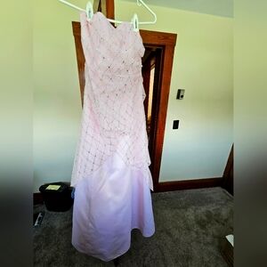 Unbranded Unsized Strapless Light Pink Maxi Prom Dress with Cequins on Mesh